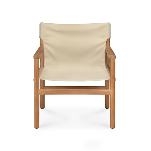 Fauteuil Safari Outdoor - Ethnicraft - Dune / Teck - Teck massif, Toile outdoor