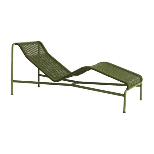 Palissade Cord Fixed deckchair synthetic fiber green / Rope Recycled fabric - Hay - Green Olive - Epoxy lacquered steel, Rope in recycled polyester fabric