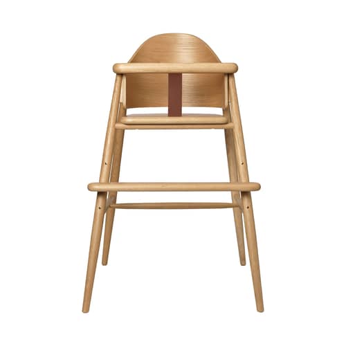 Hochstuhl Muru holz natur - Ferm Living - Hochstuhl / Eiche - Eichenfurnier, Leder, massive Eiche