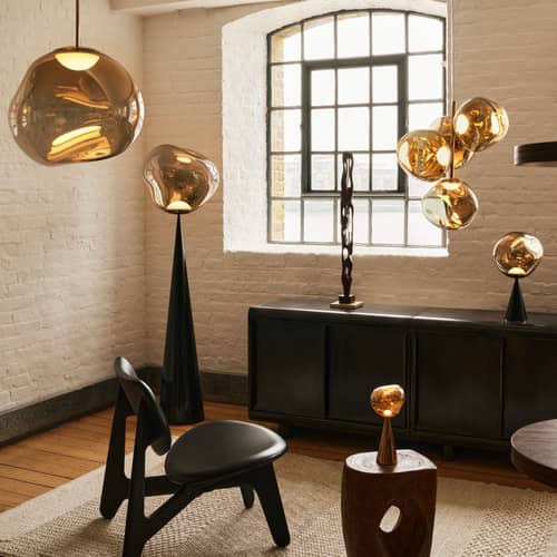 Lampada da tavolo Melt Cone Fat materiale plastico oro / LED - Ø 25 x H 46,5 cm / Cambiamento di colore - Tom Dixon - Bronzo / Nero - Acciaio, Policarbonato soffiato