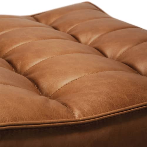 Sitzkissen N701 leder braun / 70 x 70 cm - Ethnicraft - Cognac - Anilinleder, Hochdichter PU-Schaum, Holz