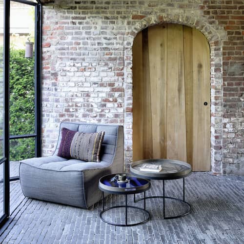  Nested tables wood black / Ø 62 x H 38 cm + Ø 49 x H 31 cm - Ethnicraft - Set 2 tables / Black - Metal, Stained plywood