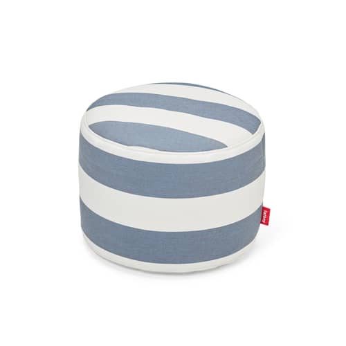 Outdoor-Hocker Point Outdoor textil blau / Olefin-Stoff - Ø 50 cm - Fatboy - Ozeanblau gestreift -  Micro-billes EPS, Olefin Stoff