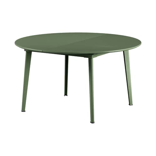 Tavolo rotondo Plus4 metallo verde / L 138-198 cm - da 6 a 10 persone - Emu - Verde militare - Acciaio verniciato
