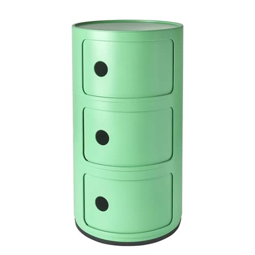 Rangement Componibili vert (1968) / Mat - 3 tiroirs - H 58 cm / Recyclé - Exclusivité en édition limitée - Kartell - Vert mat - Technopolymère thermoplastique recyclé
