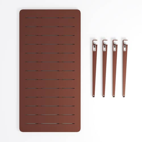 Midi Rectangular table metal red / 160 x 80 cm - 6 persons - TIPTOE - Red Brick - Powder coated steel