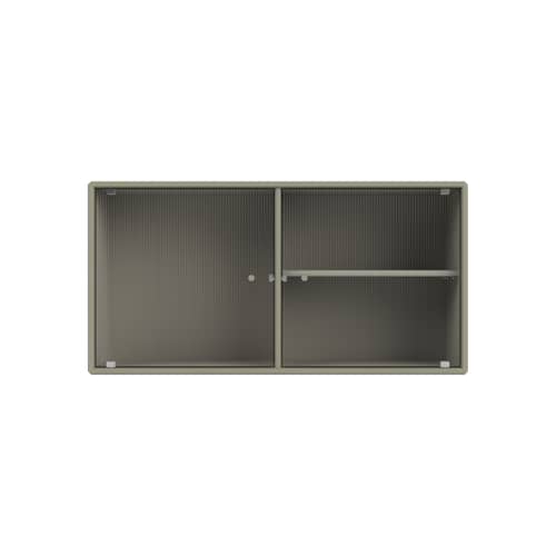 Portaoggetti da parete Ripple I legno grigio / Utensile - L 69,6 x P 20 x H 35,4 cm / Vetro ondulato - MONTANA - Finocchio 144 - MDF laccato, Vetro ondulato
