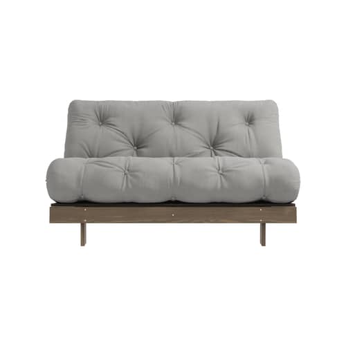 Schlafcouch Roots holz grau / B 140 cm - 3 Positionen / Struktur Braun - KARUP DESIGN - Grau 746 / Grauholz Braun - FSC-zertifizierte, lackierte Massivkiefer, Gewebe, Recycelte Mischfasern, Schaumstoff