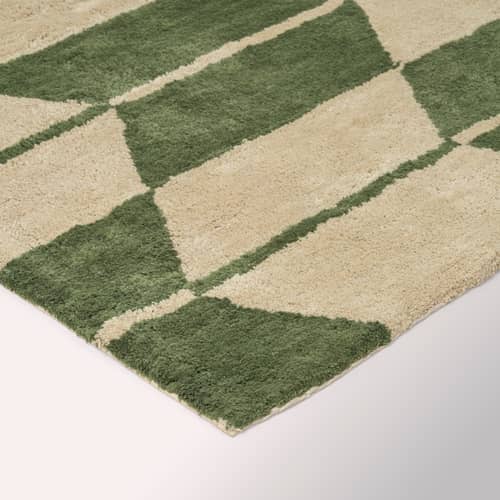 Ima Rug textile green / 200 x 140 cm - BROSTE COPENHAGEN - Licken green / Oat - Cotton
