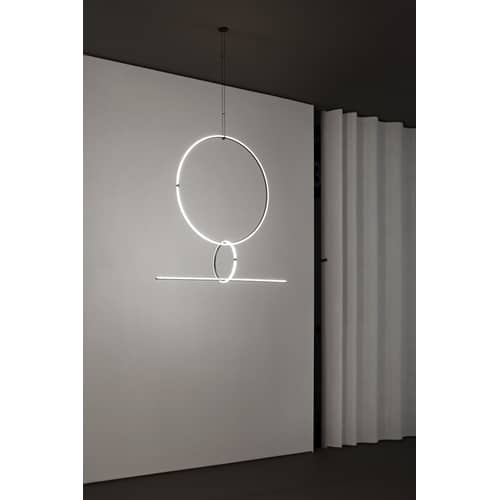 Sospensione Arrangements 3 LED metallo bianco nero / 3 elementi - H 140 x L 170 cm - Flos - Bianco & Nero - alluminio verniciato, policarbonato