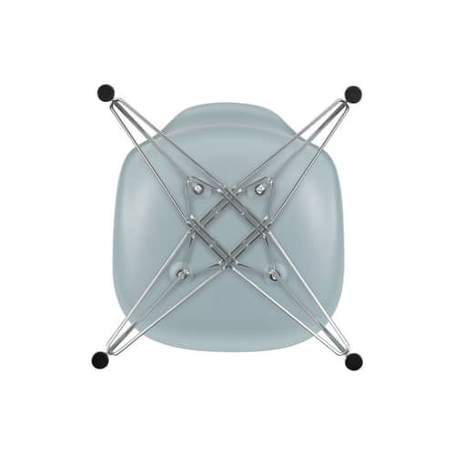 Stuhl RE DSR - Eames Plastic Side Chair plastikmaterial blau / (1950) - Beine verchromt / recycelt - Vitra - Blaugrau / Beine verchromt - Recycelter Kunststoff (Post-Consumer), verchromter Stahl