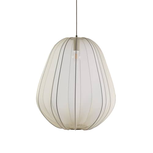 Suspension Balloon Large tissu gris / Résille translucide - Ø 53 x H 60 cm - Bolia - Ivoire - Métal, Tissu élastique