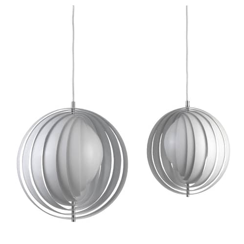 Suspension Moon métal blanc / Ø 34 cm - Panton 1960 - Verpan - Blanc - Métal chromé, Métal peint