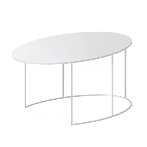 Table basse Slim Irony ovale métal blanc / 86 x 54 cm H 42 cm - Zeus - Blanc - Acier