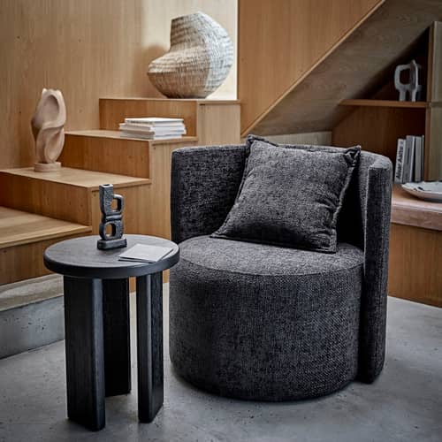 Table d\'appoint Mimola bois noir / Ø 40 x H 50 cm - Bloomingville - Noir - Pin laqué
