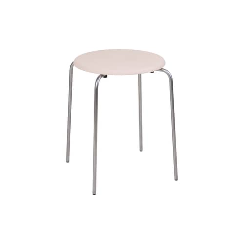 Tabouret Petit Rond métal / Assise cuir - Frama  - Acier brossé / Cuir naturel - Acier inoxydable brossé, Cuir