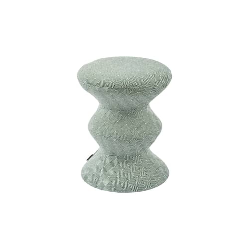 Tabouret rembourré Zig Zag Soft tissu vert - POLSPOTTEN - Vert clair - Bois, Mousse, Tissu