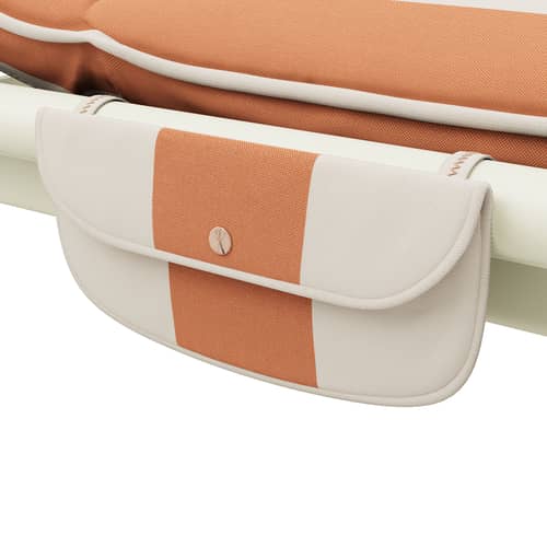 Transat inclinable Sunbun / Matelas inclus - Fatboy - Structure terracotta / Coussin rayé orange - Aluminium thermolaqué, Mousse, Tissu oléfine, Toile