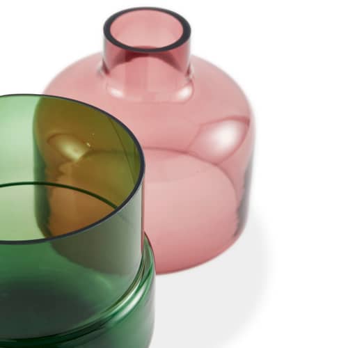 Vase Formy Small verre rose / Ø 20 x H 29 cm - POLSPOTTEN - Rose & vert - Verre