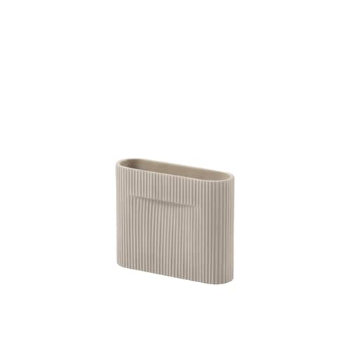 Vase Ridge Small céramique blanc beige / H 16,5 cm - Muuto - Beige - Faïence