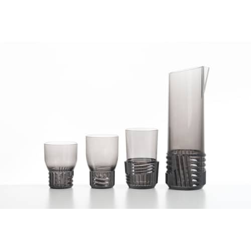 Verre Trama Large plastique gris / H 15 cm - Kartell - Gris fumé - Technopolymère
