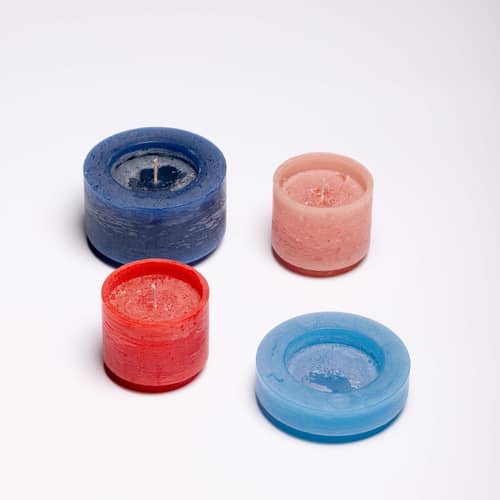 Bougie Stack 04 / 4 modules empilables - Combustion 110 heures - STAN EDITIONS - Rouge & bleu - Paraffine