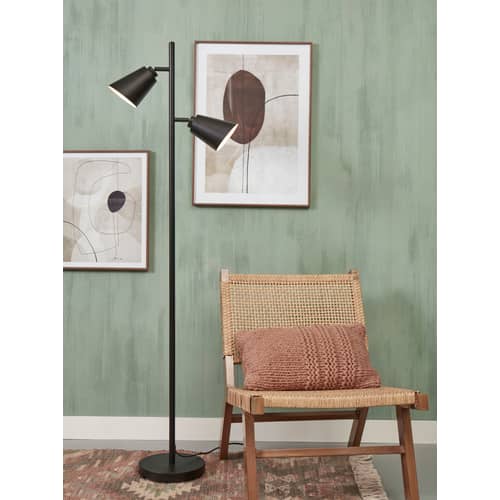 Lampada a stelo Bremen metallo nero / 2 Riflettori puntati su - H 162 cm - It\'s about Romi - Nero - Acciaio