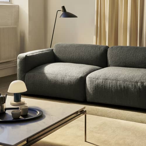 Canapé droit Develius A tissu vert / 3 places - L 220 cm - &tradition - Kaki (tissu Barnum 08) - Bois, Mousse HR, Tissu