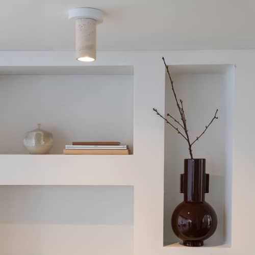 Tivoli Ceiling light stone white - It\'s about Romi - White - Iron, Travertine