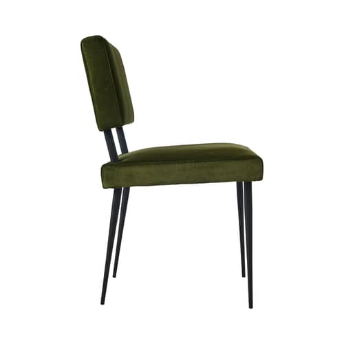 Chaise rembourrée M-Chair tissu vert / Réédition Marcel Gascoin - Gubi - Vert (velours Asator 0974) - Acier, Mousse, Velours