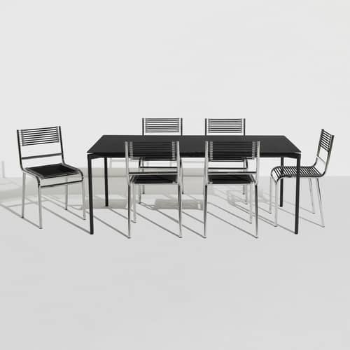 Chaise Sandows N°212 / Réédition 1927 - Petite Friture - Noir - Acier chromé, Tendeurs élastiques