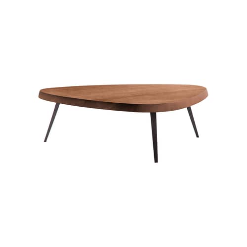 Mexique Coffee table natural wood / Charlotte Perriand, 1952-1956 - CASSINA - Walnut / Matt black Base, legs - Painted metal, Solid Canaletto walnut
