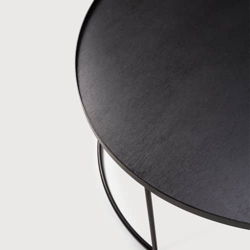 Couchtisch  holz schwarz / Ø 93 x H 38 cm - Ethnicraft - Schwarz - Gebeiztes Sperrholz, Metall