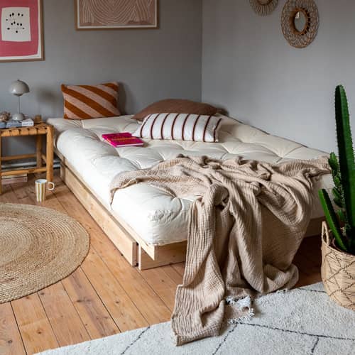 Doppelbett Kanso holz natur / Für Matratze 160 x 200 cm - Mit 4 Schubladen - KARUP - Pinie Hell / Mit 4 Schubladen - FSC-zertifiziertes Massivholz Kiefer