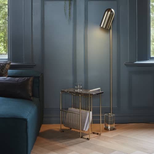 Sino End table stone brown gold / Magazine rack - Marble / 45 x 21 x H 51 cm - AYTM - Gold / Brown marble - Marble, Steel