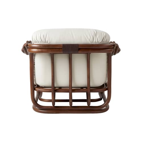 Fauteuil rembourré Tria / Réédition 1973 - Gubi - Blanc (tissu coton) / Rotin foncé - Mousse, Rotin, Tissu coton