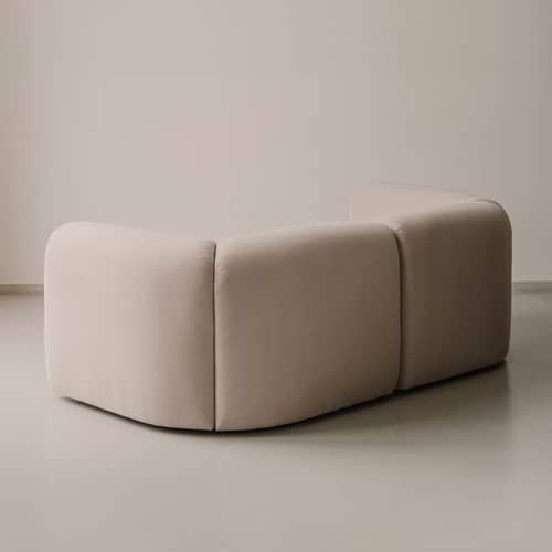 Divano destro Flom tessuto beige / L 193 cm - NOO.MA - Nuvola beige - Imbottitura in ovatta di poliestere, Legno, Tessuto poliestere