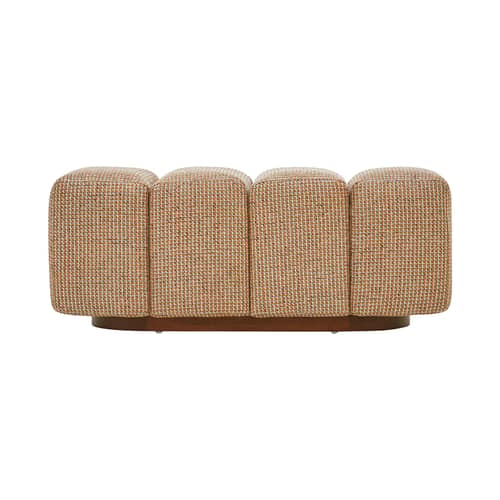 Gepolsterte Bank Jollin textil gelb / L 101 cm - NV GALLERY - Gelb / Nussbaum - Gebeizte Massiveiche, Schaumstoff, Tissu Tweed