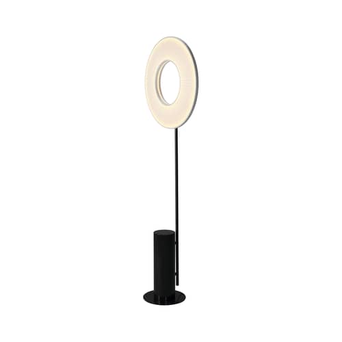 Lampada a stelo Iris Totem tessuto bianco / LED - Ø 50 cm - Dix Heures Dix - Marmo nero / Tessuto bianco - Acciaio, Alluminio, Marmo, Tessuto acrilico plissettato