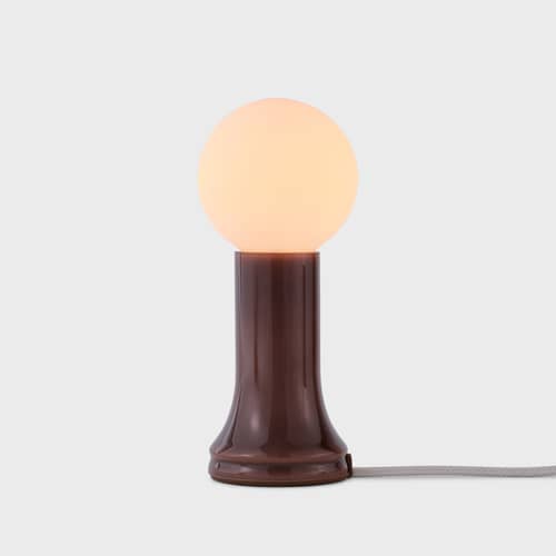 Lampe de table Shore verre marron - TALA - Marron - Porcelaine, Verre soufflé bouche