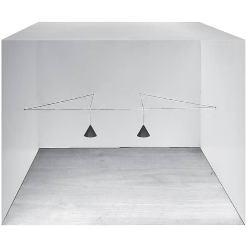 Pendelleuchte String Light Cone metall schwarz LED / 12 m langes Kabel als Deko-Element - Flos - Hängelampe in Kegelform / Schwarz - bemaltes Aluminium, Gewebe, Polykarbonat