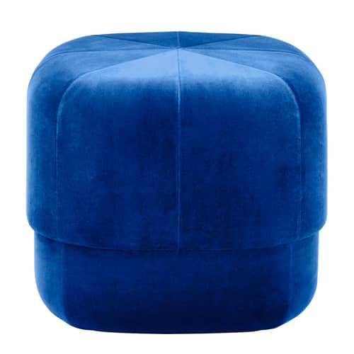 Pouf Circus Small tissu bleu / Ø 46 cm - Velours - Normann Copenhagen - Bleu électrique - Bois, Mousse, Velours