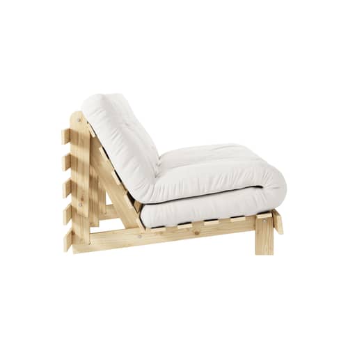 Schlafcouch Roots holz weiß / B 140 cm - 3 Positionen / Struktur Pinie Klare Kiefer - KARUP DESIGN - Naturpinie 701 / Klare Kiefer hell - FSC-zertifiziertes Massivholz Kiefer, Gewebe, Recycelte Mischfasern, Schaumstoff