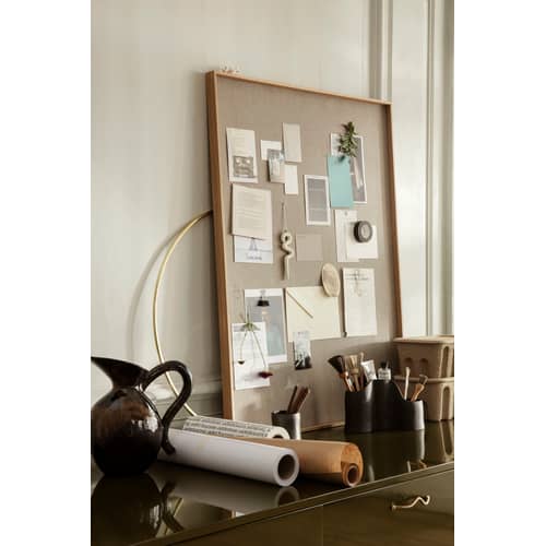Lavagnetta luminosa Scenery legno naturale / L 75 x H 100 cm - Rovere & sughero foderato - Ferm Living - L 75 x H 100 cm / Rovere - Rovere, Sughero, Tessuto