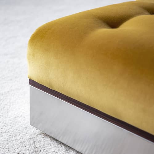 Sofa Stanley textil gelb / 2-Sitzer - L 130 cm - RED Edition - Honig - geschäumtes Polyurhethan, Palisander, rostfreier Stahl, Velours