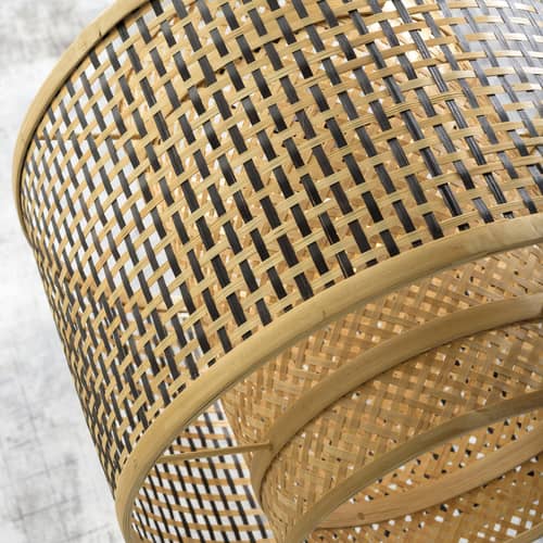 Suspension Bhutan fibre végétale bois beige / bambou / Ø 40 cm - GOOD&MOJO - Ø 40 cm / Naturel & noir - Bambou tressé, Fer