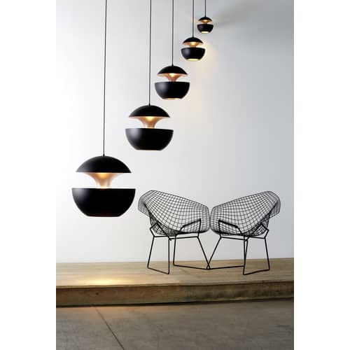 Suspension Here Comes The Sun métal noir / Ø 45 cm - Réédition 1970 - DCW éditions - Noir / intérieur cuivre - Aluminium, Textile