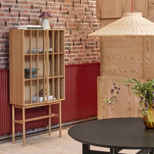Chipper Table lamp metal red - HÜBSCH - Burgundy / Sand - Lacquered iron
