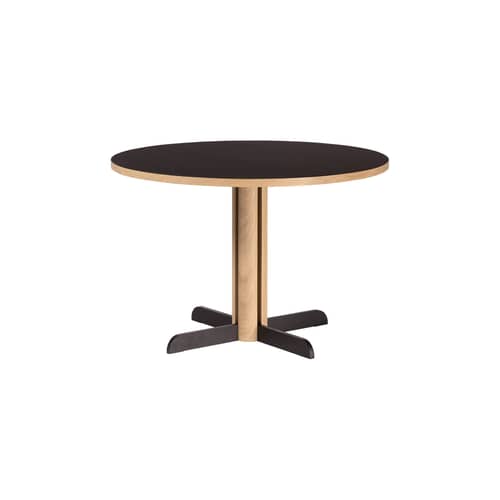 Tavolo rotondo Toucan legno nero / Ø 110 cm - KANN DESIGN - Nero - Acciaio, Laminato HPL Polyrey®, Rovere massello