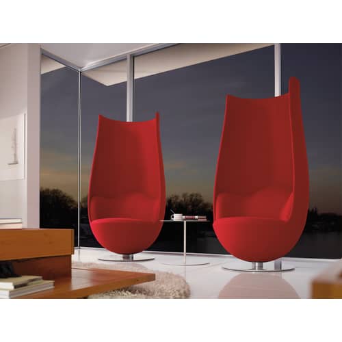 Poltrona girevole Tulip tessuto rosso / Marcel Wanders, 2010 - H 163 cm - Cappellini - Rosso - Acciaio, Compensato, Fibra di vetro, Resina, Schiuma di poliuretano